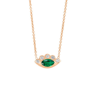 Angel Eye Emerald Necklace Rose Gold 16"  by Logan Hollowell Jewelry