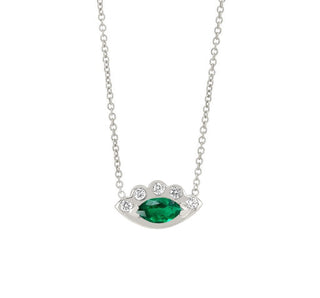 Angel Eye Emerald Necklace White Gold 16"  by Logan Hollowell Jewelry