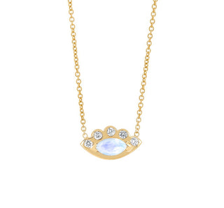 Angel Eye Moonstone Necklace Yellow Gold 16"  by Logan Hollowell Jewelry