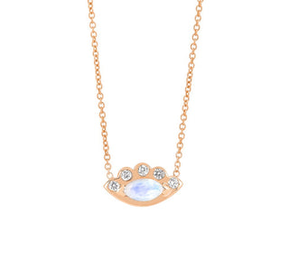 Angel Eye Moonstone Necklace Rose Gold 16"  by Logan Hollowell Jewelry