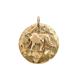 Lucky Tembo Protection Coin with Diamonds Yellow Gold   by Logan Hollowell Jewelry