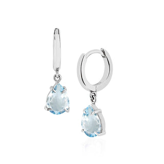 Queen Water Drop Aquamarine Hoops White Gold Pair  by Logan Hollowell Jewelry