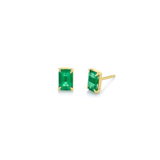 Baby Emerald Cut Colombian Emerald Studs Pair   by Logan Hollowell Jewelry