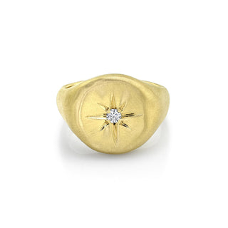 Baby Star Set Oracle Signet Ring 2 Yellow Gold  by Logan Hollowell Jewelry