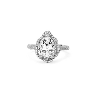 Baby Queen Water Drop Diamond Setting with Full Pavé Halo White Gold   by Logan Hollowell Jewelry