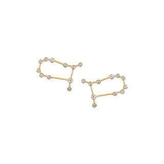 Baby Gemini Diamond Constellation Studs Yellow Gold Pair  by Logan Hollowell Jewelry