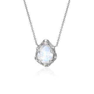 Baby Queen Water Drop Moonstone Necklace with Sprinkled Diamonds Necklace White Gold  by Logan Hollowell Jewelry