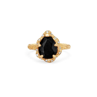 Baby Queen Water Drop Onyx Ring with Sprinkled Diamonds Yellow Gold 5  by Logan Hollowell Jewelry