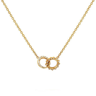 Baby Pavé Diamond Interlocking Unity Necklace 14"-15" Yellow Gold  by Logan Hollowell Jewelry