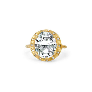 Baby Queen Oval Diamond Setting with Sprinkled Halo Yellow Gold   by Logan Hollowell Jewelry