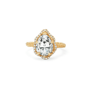 Baby Queen Water Drop Diamond Setting with Full Pavé Halo Yellow Gold   by Logan Hollowell Jewelry