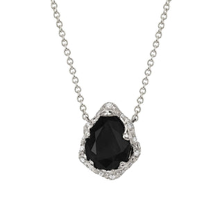 Baby Queen Water Drop Onyx Necklace with Sprinkled Diamonds White Gold   by Logan Hollowell Jewelry