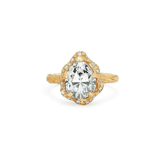 Baby Queen Water Drop Diamond Setting with Sprinkled Diamonds Yellow Gold   by Logan Hollowell Jewelry