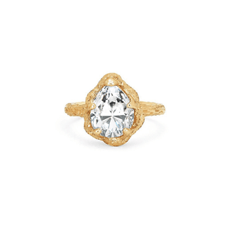 Baby Queen Water Drop Diamond Solitaire Setting Yellow Gold   by Logan Hollowell Jewelry