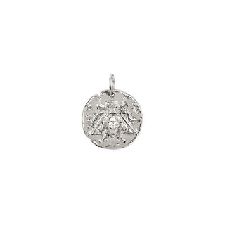 Baby Bee Coin Charm with Single Diamond White Gold   by Logan Hollowell Jewelry