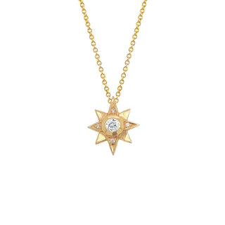 North Star Diamond Necklace Yellow Gold Standard Solid Chain 16" by Logan Hollowell Jewelry