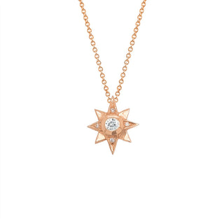 North Star Diamond Necklace Rose Gold Standard Solid Chain 16" by Logan Hollowell Jewelry