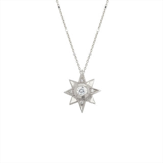North Star Diamond Necklace White Gold Twinkle Chain 16" by Logan Hollowell Jewelry