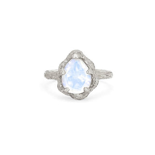 Baby Queen Water Drop Moonstone Solitaire Ring White Gold 4  by Logan Hollowell Jewelry