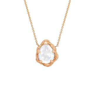 Baby Queen Water Drop Moonstone Solitaire Necklace Rose Gold   by Logan Hollowell Jewelry