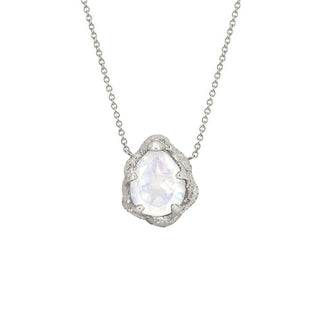 Baby Queen Water Drop Moonstone Solitaire Necklace White Gold   by Logan Hollowell Jewelry