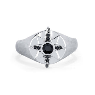Men's North Star Signet Ring 8 White Gold  by Logan Hollowell Jewelry