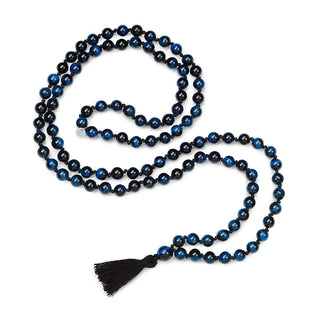 LH x JA Akasha Blue Tiger's Eye Mala Bead Tassel Necklace    by Logan Hollowell Jewelry