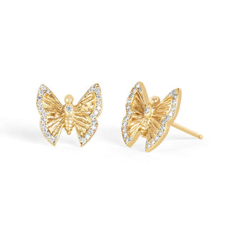 Metamorphosis Butterfly Studs Single Yellow Gold  by Logan Hollowell Jewelry