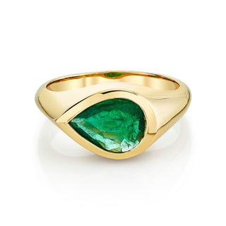 Bezel Set Zambian Pear Ring 4 Yellow Gold  by Logan Hollowell Jewelry