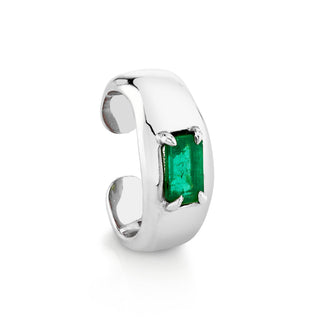 Emerald Cut Emerald Ear Cuff White Gold   by Logan Hollowell Jewelry