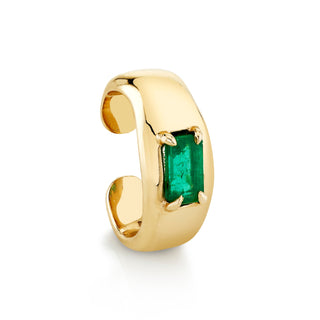 Emerald Cut Emerald Ear Cuff Yellow Gold   by Logan Hollowell Jewelry