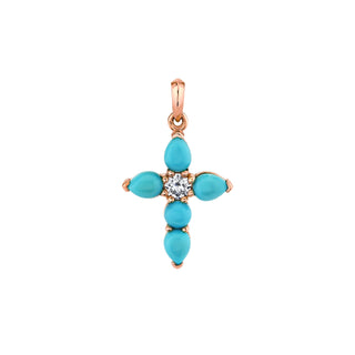 Medium Turquoise & Diamond Faith Pendant Pendant Only Rose Gold  by Logan Hollowell Jewelry