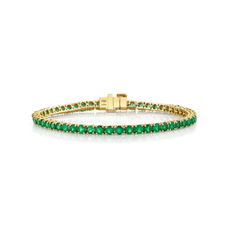 Emerald Tennis Bracelet 6.5" Yellow Gold  by Logan Hollowell Jewelry