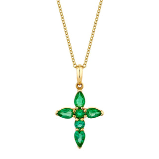 Medium Emerald Faith Pendant 16"-18" Yellow Gold  by Logan Hollowell Jewelry