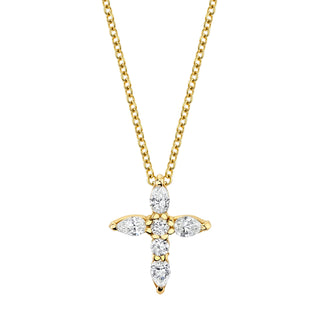 Small Diamond Faith Pendant 16" Yellow Gold  by Logan Hollowell Jewelry