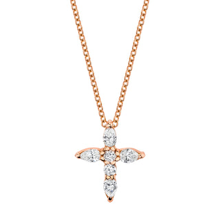 Small Diamond Faith Pendant 16" Rose Gold  by Logan Hollowell Jewelry
