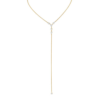Water Drop Lariat with Heart Center Yellow Gold   by Logan Hollowell Jewelry