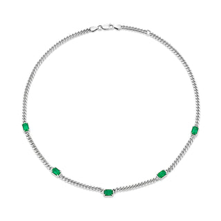 Emerald Cut Emerald Cuban Collar Necklace White Gold 13-14"  by Logan Hollowell Jewelry