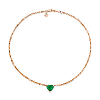 Zambian Emerald Heart Choker 14" Rose Gold  by Logan Hollowell Jewelry