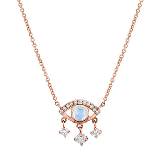 Moonstone Eye of Emotions Necklace Rose Gold   by Logan Hollowell Jewelry