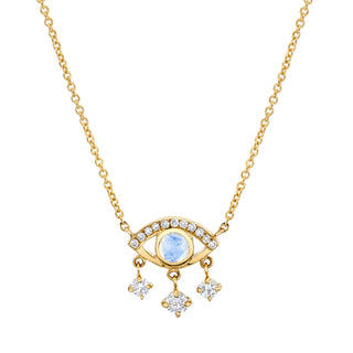 Moonstone Eye of Emotions Necklace Yellow Gold   by Logan Hollowell Jewelry