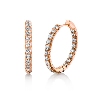 Large Inside Out French Pavé Diamond Hoops Rose Gold   by Logan Hollowell Jewelry