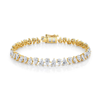 Reverse Water Drop Natural or Lab Created Diamond Goddess Bracelet 6" Yellow Gold Natural by Logan Hollowell Jewelry