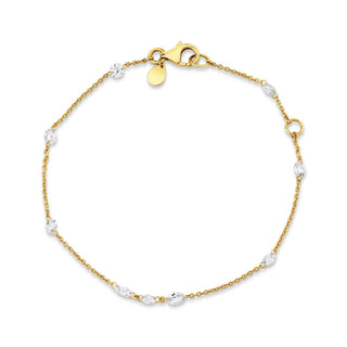 Eau de Rose Brilliant Cut Iris Diamond Bracelet 7" Yellow Gold  by Logan Hollowell Jewelry