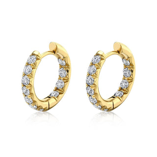 Inside Out French Pavé Diamond Hoops Yellow Gold 14k  by Logan Hollowell Jewelry