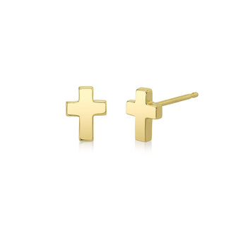 Mini Cross Studs Single Yellow Gold  by Logan Hollowell Jewelry