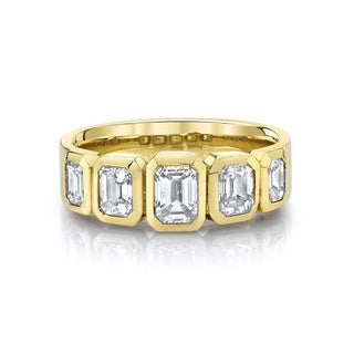 Graduated Emerald Cut Diamond Band 4 Yellow Gold 5 Diamond by Logan Hollowell Jewelry