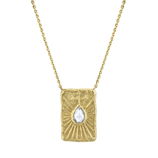 Source Prayer Shield Necklace 16"-18" Yellow Gold Diamond by Logan Hollowell Jewelry