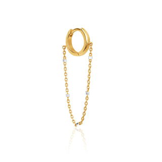 Goddess Twinkle Chain Hoops Yellow Gold Single  by Logan Hollowell Jewelry