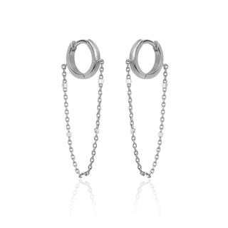 Goddess Twinkle Chain Hoops White Gold Pair  by Logan Hollowell Jewelry